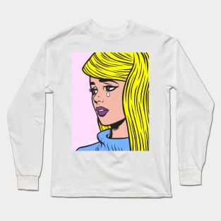 Blonde Crying Comic Girl Long Sleeve T-Shirt